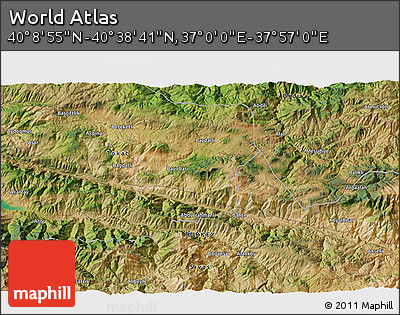 Satellite 3D Map of the Area around 40° 23' 48" N, 37° 28' 30" E