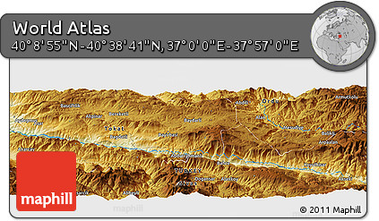 Physical Panoramic Map of the Area around 40° 23' 48" N, 37° 28' 30" E