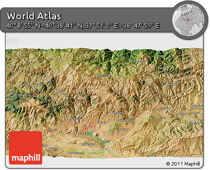 Satellite 3D Map of the Area around 40° 23' 48" N, 38° 19' 30" E