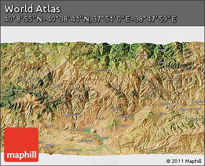 Satellite 3D Map of the Area around 40° 23' 48" N, 38° 19' 30" E