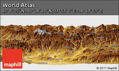Physical Panoramic Map of the Area around 40° 23' 48" N, 38° 19' 30" E