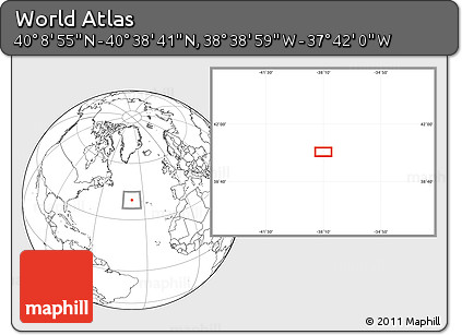 Blank Location Map of the Area around 40° 23' 48" N, 38° 10' 29" W