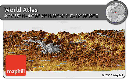 Physical Panoramic Map of the Area around 40° 23' 48" N, 39° 10' 29" E