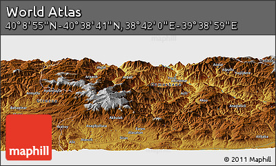 Physical Panoramic Map of the Area around 40° 23' 48" N, 39° 10' 29" E
