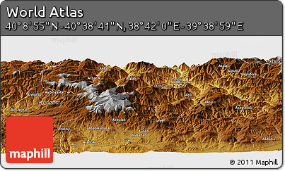 Physical Panoramic Map of the Area around 40° 23' 48" N, 39° 10' 29" E