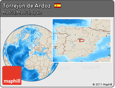Shaded Relief Location Map of Torrejón De Ardoz