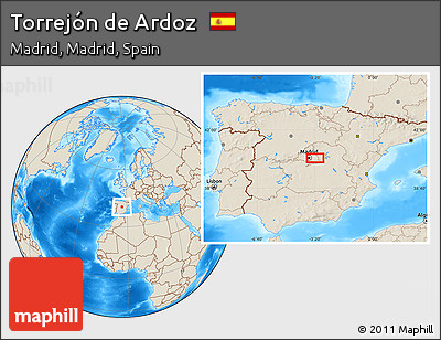 Shaded Relief Location Map of Torrejón De Ardoz