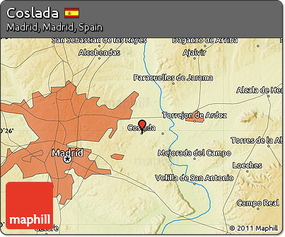 Physical Map of Coslada