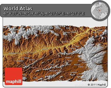 Physical 3D Map of the Area around 40° 23' 48" N, 40° 52' 30" E