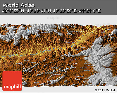 Physical 3D Map of the Area around 40° 23' 48" N, 40° 52' 30" E