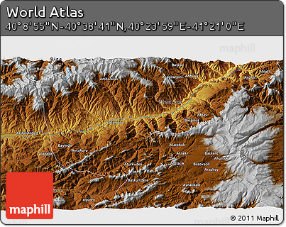 Physical 3D Map of the Area around 40° 23' 48" N, 40° 52' 30" E
