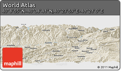 Shaded Relief Panoramic Map of the Area around 40° 23' 48" N, 40° 52' 30" E