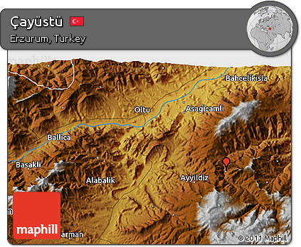 Physical 3D Map of Çayüstü