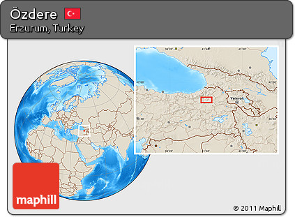 Shaded Relief Location Map of Özdere