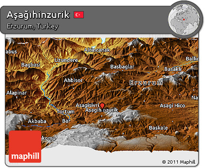 Physical Panoramic Map of Aşağıhinzurik