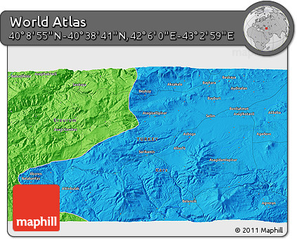 Political 3D Map of the Area around 40° 23' 48" N, 42° 34' 30" E