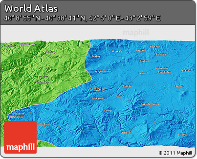 Political 3D Map of the Area around 40° 23' 48" N, 42° 34' 30" E