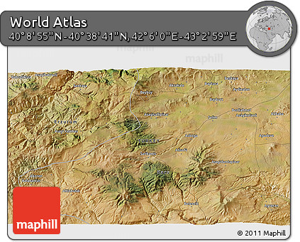 Satellite 3D Map of the Area around 40° 23' 48" N, 42° 34' 30" E