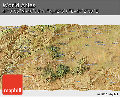Satellite 3D Map of the Area around 40° 23' 48" N, 42° 34' 30" E