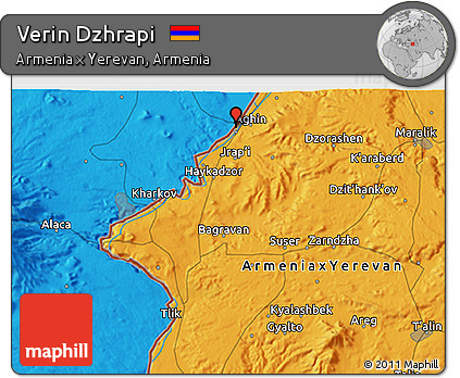 Political 3D Map of Verin Dzhrapi