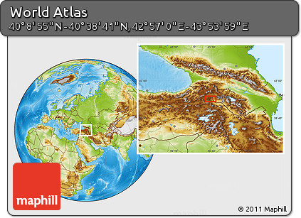 Physical Location Map of the Area around 40° 23' 48" N, 43° 25' 29" E