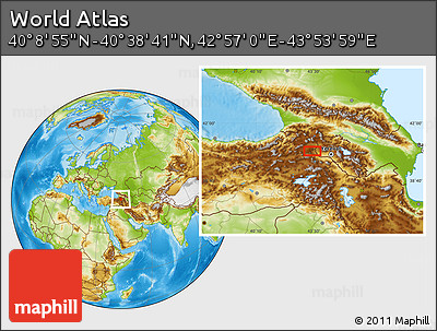 Physical Location Map of the Area around 40° 23' 48" N, 43° 25' 29" E