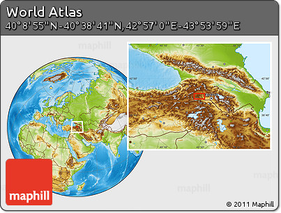 Physical Location Map of the Area around 40° 23' 48" N, 43° 25' 29" E