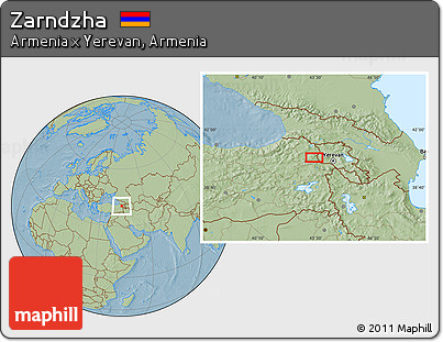 Savanna Style Location Map of Zarndzha, hill shading