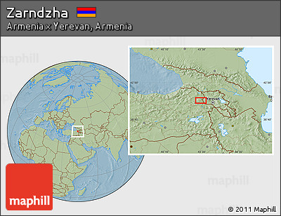 Savanna Style Location Map of Zarndzha, hill shading