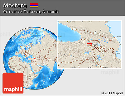 Shaded Relief Location Map of Mastara