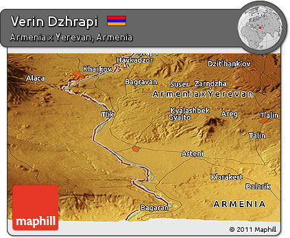 Physical Panoramic Map of Verin Dzhrapi