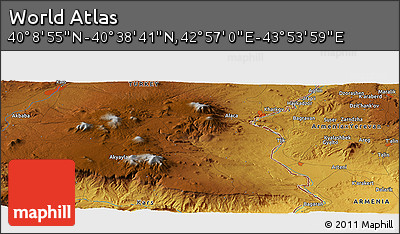 Physical Panoramic Map of the Area around 40° 23' 48" N, 43° 25' 29" E