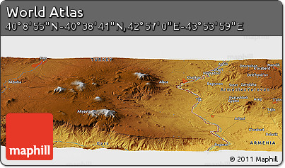 Physical Panoramic Map of the Area around 40° 23' 48" N, 43° 25' 29" E