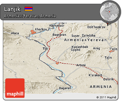 Shaded Relief Panoramic Map of Lanjik
