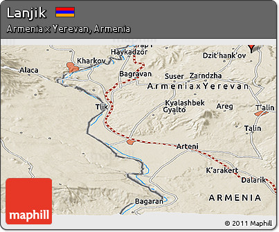 Shaded Relief Panoramic Map of Lanjik