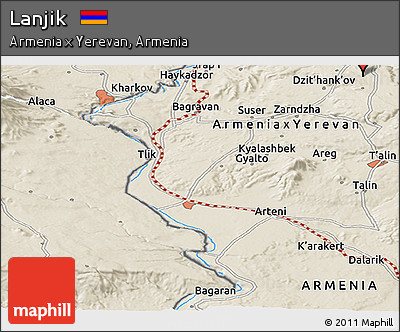 Shaded Relief Panoramic Map of Lanjik