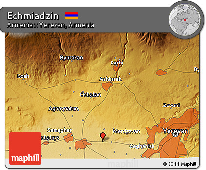 Physical 3D Map of Echmiadzin