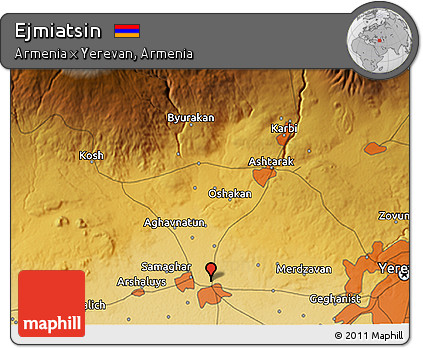 Physical 3D Map of Ejmiatsin