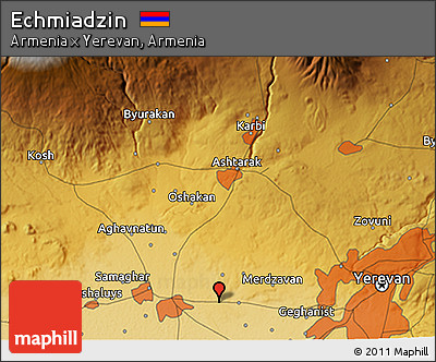 Physical 3D Map of Echmiadzin