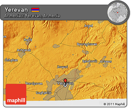 Political 3D Map of Yerevan