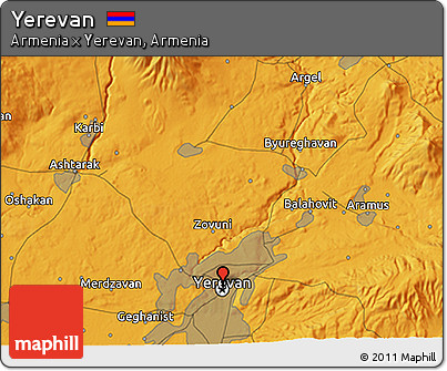 Political 3D Map of Yerevan