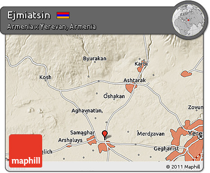 Shaded Relief 3D Map of Ejmiatsin