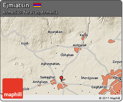 Shaded Relief 3D Map of Ejmiatsin
