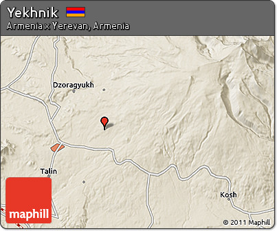 Shaded Relief 3D Map of Yekhnik