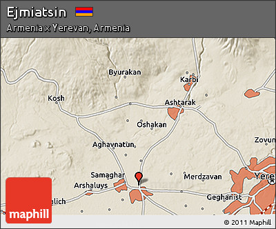 Shaded Relief 3D Map of Ejmiatsin