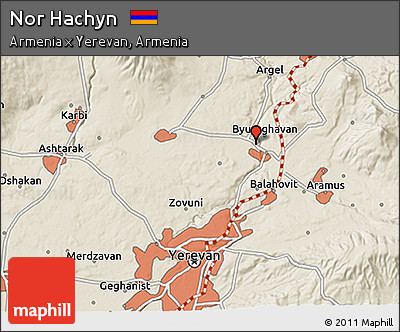 Shaded Relief 3D Map of Nor Hachyn