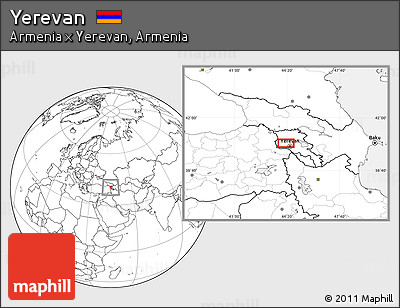 Blank Location Map of Yerevan