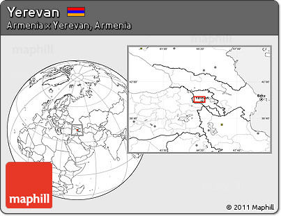 Blank Location Map of Yerevan