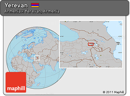 Gray Location Map of Yerevan
