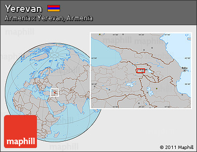 Gray Location Map of Yerevan